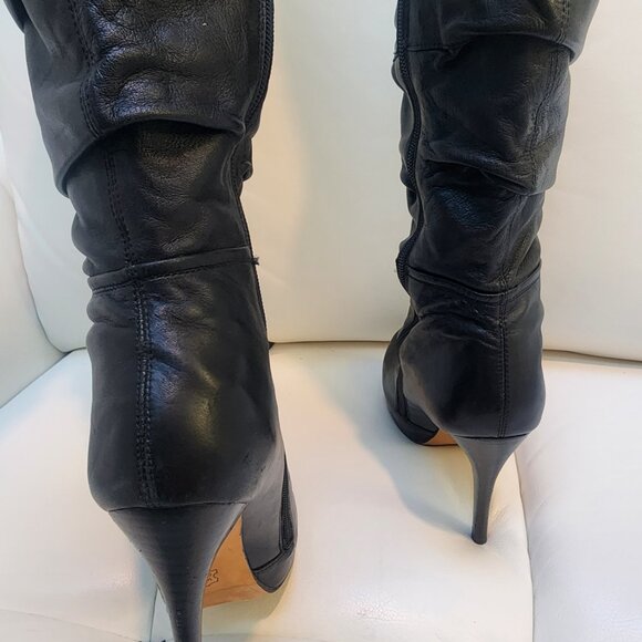 CHARLES DAVID Women's Black Leather Valentino Heeled Boots - Size 7.5 - Picture 7 of 16